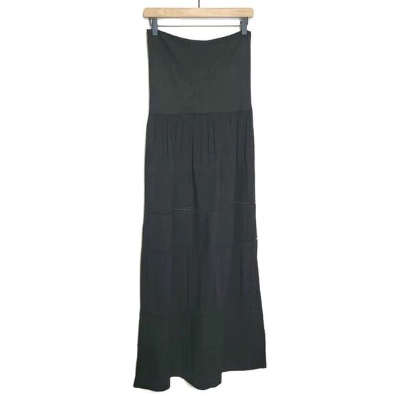 Theory Strapless Sleeveless Tiered Eyelet Black Long Maxi Dress Size S - Picture 9 of 14